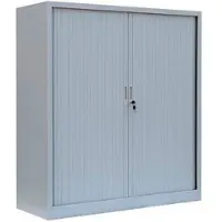LÜLLMANN Rollladenschrank 555140, aus Metall, abschließbar, 120 x 135 x 46 cm (B/H/T), lichtgrau, 2 Böden