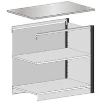 Schulte Lagertechnik Mittelmodul für erweiterbares Thekensystem MULTIplus, 1 Modulrahmen, Breite Aufsatz 1006 mm, mit Arbeitsplatte