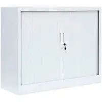 LÜLLMANN Rollladenschrank 555137, aus Metall, abschließbar, 120 x 105 x 46 cm (B/H/T), weiß, 2 Böden