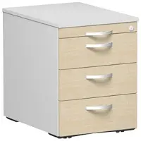 Geramöbel Rollcontainer Flex, aus Holz, ahorn / lichtgrau, mit 3 Schubladen & Utensilienauszug, abschließbar