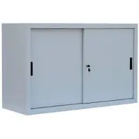 LÜLLMANN Schiebetürenschrank 550120, abschließbar, aus Metall, 1 Fachboden, 120 x 75 x 45 cm (B/H/T), lichtgrau