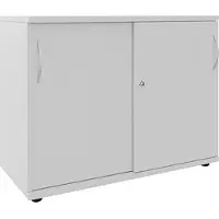 Fm Büromöbel Schiebetürenschrank 100 cm extrabreit 2 OH grau, 100x76.3x44.2 cm