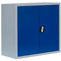 LÜLLMANN Aktenschrank 530301, aus Metall, abschließbar, 80 x 75 x 38 cm (B/H/T), blau / lichtgrau