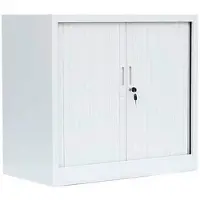 LÜLLMANN Rollladenschrank 555087, aus Metall, abschließbar, 80 x 75 x 46 cm (B/H/T), weiß, 1 Boden