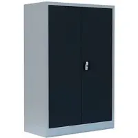 LÜLLMANN Aktenschrank 530328, aus Metall, abschließbar, 92,5 x 120 x 42cm (B/H/T), anthrazit / lichtgrau