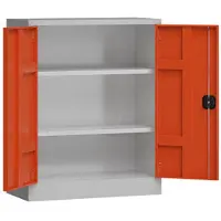 Classix Aktenschrank X-530314, aus Metall, abschließbar, 80 x 100 x 38 cm (B/H/T), rot / lichtgrau
