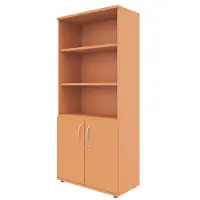 Fm Büromöbel Kombischrank 5 OH 3 offene Fächer 2 Türen braun, 80x185.1x44.2 cm