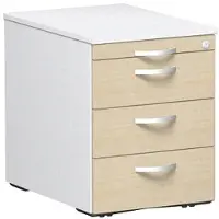 Geramöbel Rollcontainer Flex, aus Holz, ahorn / weiß, mit 3 Schubladen & Utensilienauszug, abschließbar