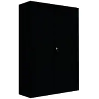 LÜLLMANN Schiebetürenschrank 550169, abschließbar, aus Metall, 4 Fachböden, 120 x 195 x 45 cm (B/H/T), schwarz