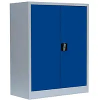 LÜLLMANN Aktenschrank 530311, aus Metall, abschließbar, 80 x 100 x 38 cm (B/H/T), blau / lichtgrau