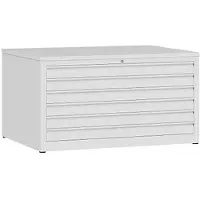 LÜLLMANN Planschrank 565117, weiß, DIN A1, aus Metall, Teilauszug, 113,5 x 60,5 x 83,5 cm, 6 Schubladen