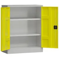 Classix Metallschrank abschließbar Flügeltürenschrank Aktenschrank 100x80x38cm grau/gelb X-530316