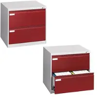 C+P CP-Möbel Hängeregisterschrank Acurado C2000, 2-bahnig, 2 Schübe, lichtgrau / rot