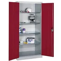 C+P CP-Möbel Werkzeugschrank 8922-052, aus Metall, grau / rot, Schwerlastschrank, 4 Fachböden, abschließbar, 93 x 195 x 60 cm