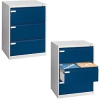 Californian Products CP-Möbel Hängeregisterschrank Acurado C2000, 2-bahnig, 3 Schübe, lichtgrau / blau