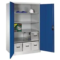 Californian Products CP-Möbel Werkzeugschrank 8934-00, aus Metall, grau / blau, mit 4 Fachböden, abschließbar, 120 x 195 x 80 cm