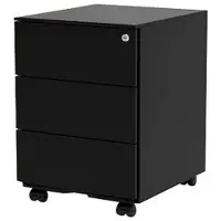 FlexiSpot Rollcontainer RC2B, aus Metall, schwarz, mit 3 Schubladen, abschließbar