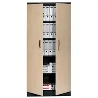Gürkan G-Office Aktenschrank FLC/WD.19, aus Metall / Holz, abschließbar, 92 x 195 x 42 cm (B/H/T), ahorn / schwarz