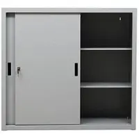 Gürkan G-Office Schiebetürenschrank SLC.1012, abschließbar, aus Metall, 2 Fachböden, 120 x 109 x 45 cm (B/H/T), lichtgrau