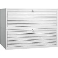 Gürkan G-Office Planschrank MPC/10, lichtgrau, DIN A0, aus Metall, 90% Teilauszug, 140 x 105 x 95 cm, 10 Schubladen