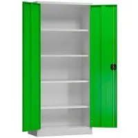 LÜLLMANN Aktenschrank Metallschrank 2 Türen, 4 Fachböden 180x80x38cm, lichtgrau/gelbgrün X-530335