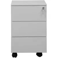 G-Office Rollcontainer MPS/PM.3, aus Metall, lichtgrau, mit 3 Schubladen, abschließbar