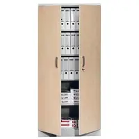 G-Office Aktenschrank FLC/WD.19, aus Metall / Holz, abschließbar, 92 x 195 x 42 cm (B/H/T), ahorn / silber