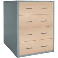 Gürkan Hängeregistraturschrank 4 Schübe 2-bahnig Holzfront silber, 76x132x62 cm