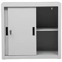 Gürkan Schiebetürenschrank aus Stahl 2 OH 80 cm breit grau, 80x75x45 cm