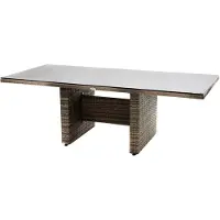 OUTFLEXX Rabida Dining Tisch, champagner-meliert, Polyrattan, 220 x 100 cm, Glasplatte in Steinoptik 7245570