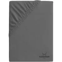Sansibar Spannbettlaken in Anthrazit | Gr.: 180-200 x 200 cm