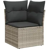 vidaXL 5-tlg. Garten-Sofagarnitur mit Kissen Hellgrau Poly Rattan