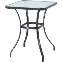 Outsunny Gartentisch Glastisch Bistrotisch Balkon gehärtetes Glas + Metall 68,5 x 68,5 cm schwarz 84B-035