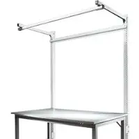 Manuflex Aufbauportal m. Ausleger, Grundtisch SPEZIAL Arbeitstisch/Werkbank UNIVERSAL/PROFI, 1500 mm, lichtgrau