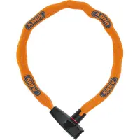 ABUS Kettenschloss Catena 6806K – Leichtes Fahrradschloss aus gehärtetem Stahl mit modischem Textilschlauch – Vierkantkette mit -Sicherheitslevel 6 – 85 cm – Orange