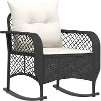 vidaXL Garten-Schaukelstuhl mit Kissen Schwarz Poly Rattan