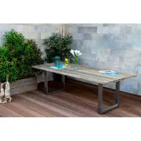 OUTFLEXX Esstisch, natur, Edelstahl/recyceltes Teak, 240 x 100 cm, Baumkante, FSC-zertifiziertes Produkt PRT340