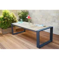 OUTFLEXX Kona Esstisch, dark grey/natur, Alu/recyceltes Teak, 240x100x76cm, rustikal gebürstet, U-Gestell, FSC-zertifiziertes Produkt PRT363