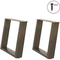 vidaXL Couchtischbeine U-Form 2 Stk. Naturstahl 50x(42-43) cm Stahl