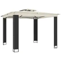 vidaXL Pavillon mit Doppeldach Creme 2,94x2,94 m Stahl