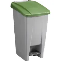 BRB-Lagertechnik BRB Tretabfalleimer mit Rollen, Inhalt 60 Liter, HxBxT 700 x 380 x 490 mm, Korpus grau/Deckel grün