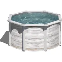 Gre Runder Stahlwandpool mit Nordicoptik KIT240N – Ø 240 x 120 cm, Komplettset