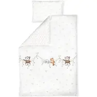 Julius Zöllner Kinderbettwäsche "Schlummerbande, 80x80 cm für Wiegen, Stubenwagen und Kinderwagen", in 100x135cm passt in Babybetten von 70x140 und 60x120 cm