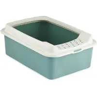 Rotho Katzentoilette Eco Bonnie - Katzenklo mit niedrigem Einstieg von oben - Katzen Toilette 57,2 x 39,3 x 21 cm - Schalentoilette hohe Umrandung