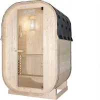 HOME DELUXE Outdoor Sauna CUBE S - Maße: ca. 194 cm x 120 cm, Holz: Fichtenholz - inkl. Saunaofen und Saunazubehör I Gartensauna, Außensauna, Sauna Fass für 2 Personen