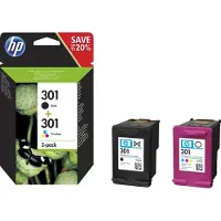 HP Original Tintenpatronen 301 CMYK, Mixpack, schwarz, Tri-Colour