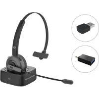 Conceptronic POLONA Kabelloses Bluetooth-Headset mit Ladedoc & Bluetooth USB audio adapter, Kabellos, Büro/Callcenter, 0 - 20000 Hz, 150 g, Kopfhörer, Schwarz