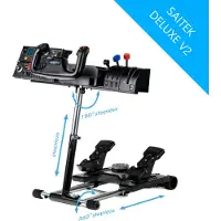 Wheel Stand Pro Deluxe V2, Schwarz, Edelstahl, - Saitek Pro Flight Yoke System throttle quadrant, trim wheel and panel - Logitech G25/G27 Racing...