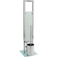 Wenko Toilettenbutler Rivalta Edelstahl matt - Toilettenbürste mit Halter, Toilettenpapierhalter und Ersatzpapierhalter