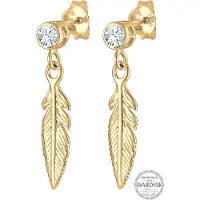 Elli Ohrringe Feder Boho Hippie Kristalle Silber Elli Gold